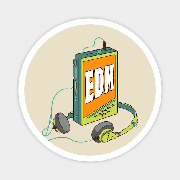 EDM / Retro Walkman Design / Retro Music Art Magnet by EliseOB